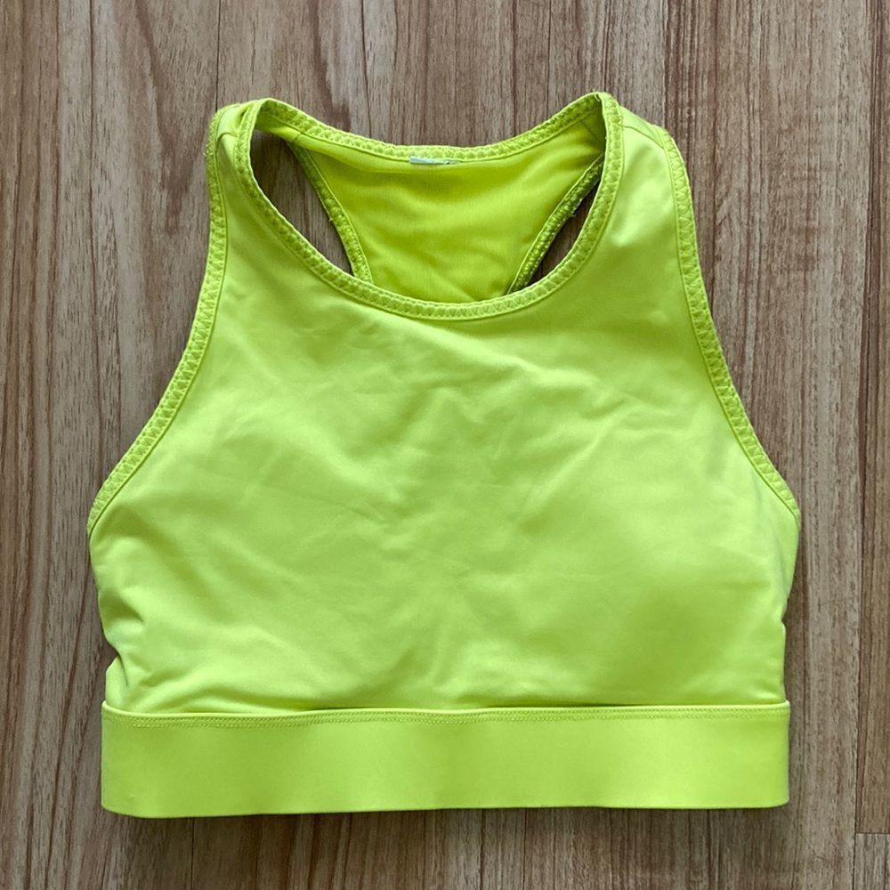 Fabletics Womens High Neck Yellow Sports Bra XS EUC